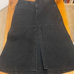 Tibi Black Midi Denim Skirt